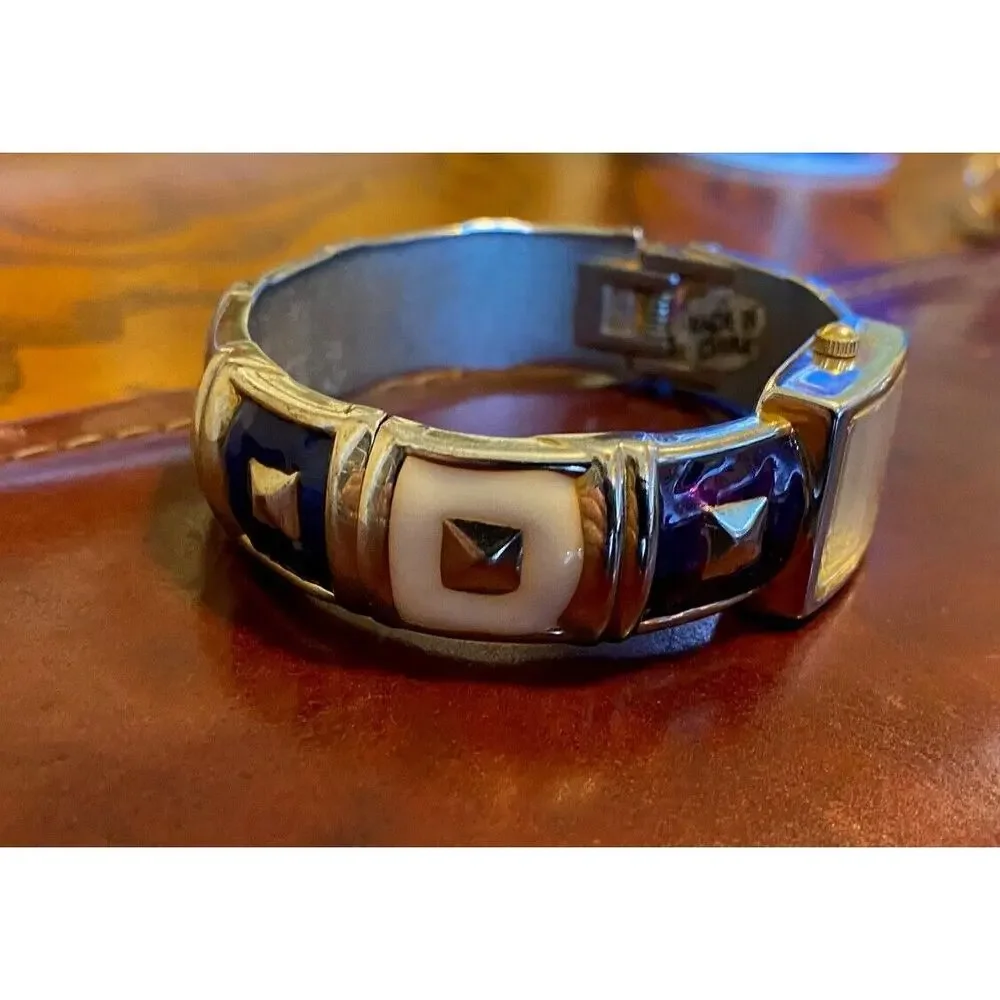 Women's Appear Bangle Bracelet Watch, Silver Tone with Enamel Accents